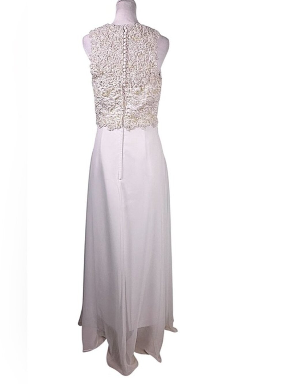 Forever Yours Ivory Beaded Lace Chiffon Wedding Gown Bridal Dress - Picture 4 of 11